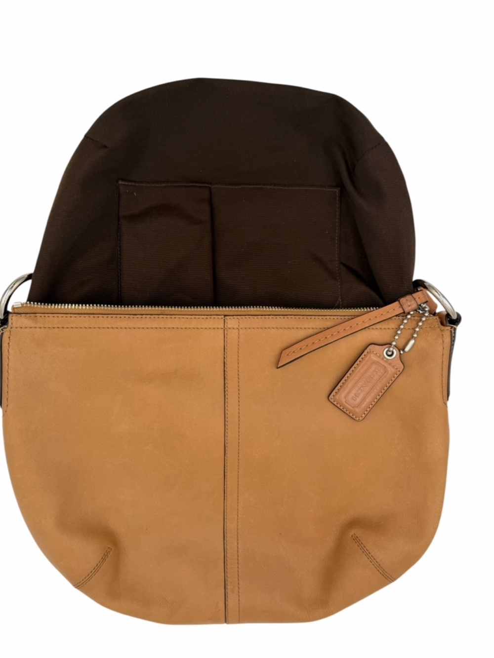 Coach Soho Leather Hobo Bag F13107 Brown Cognac Zip Top Shoulder Y2K - Picture 13 of 15